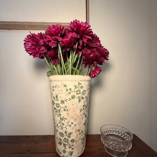 Cream ceramic vase green - cream, |