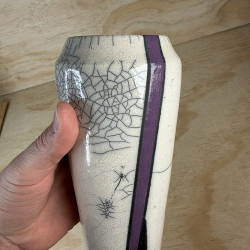 Vtg raku ceramic vase - vtg, 9”