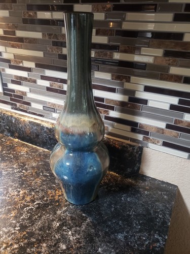 Ceramic vase tall brown - vase, 16"