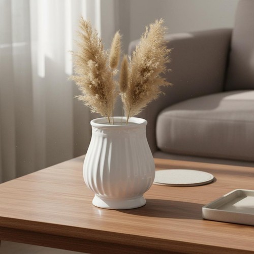 White vase minimalist ceramic - vase,