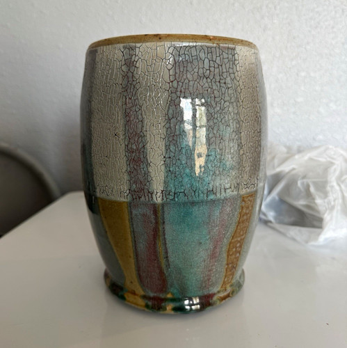 Signed ceramic crackle glaze - crackle,