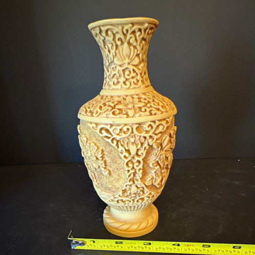 Beige ceramic vase tall - vase,