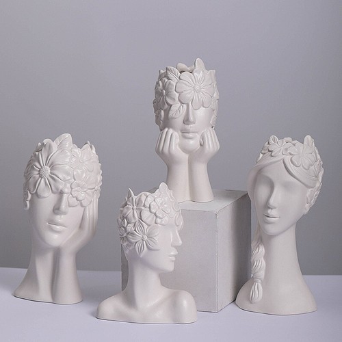 Female head ceramic - head, flower