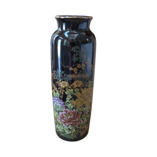 Meito japan floral vase black - meito,