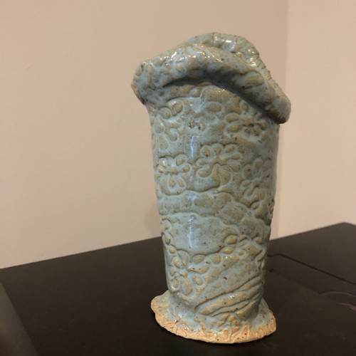 Ceramic pottery green vase - pottery,