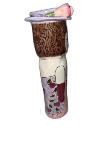 Painted ceramic lady vase - painted,