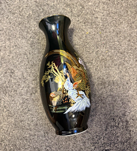Unmarked black ceramic vase - black,