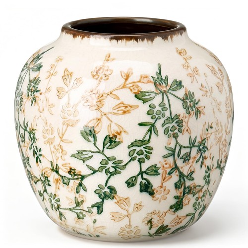 Green and beige vintage vase - beige,