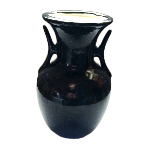 Vintage black ceramic vase - vintage,